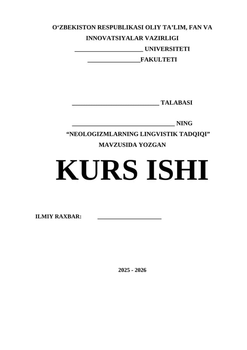 Neologizmlarning lingvistik tadqiqi