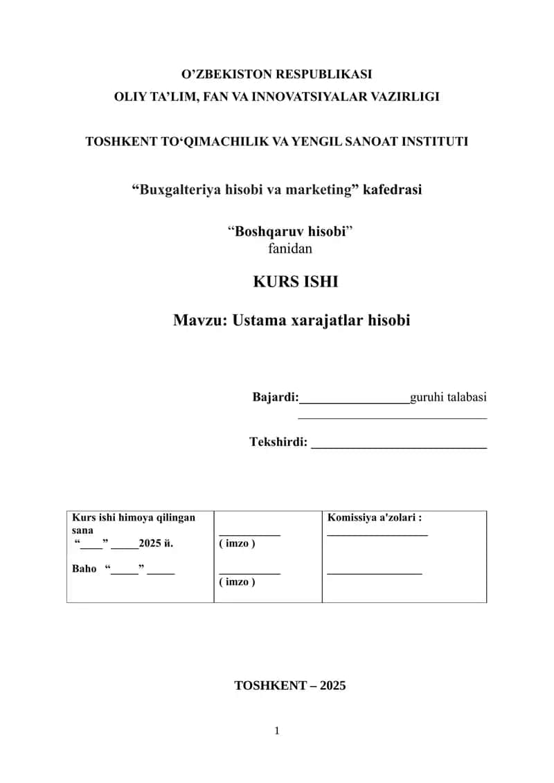 Ustama xarajatlar hisobi