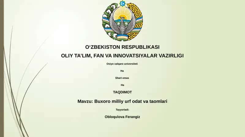 Buxoro milliy urf odat va taomlari