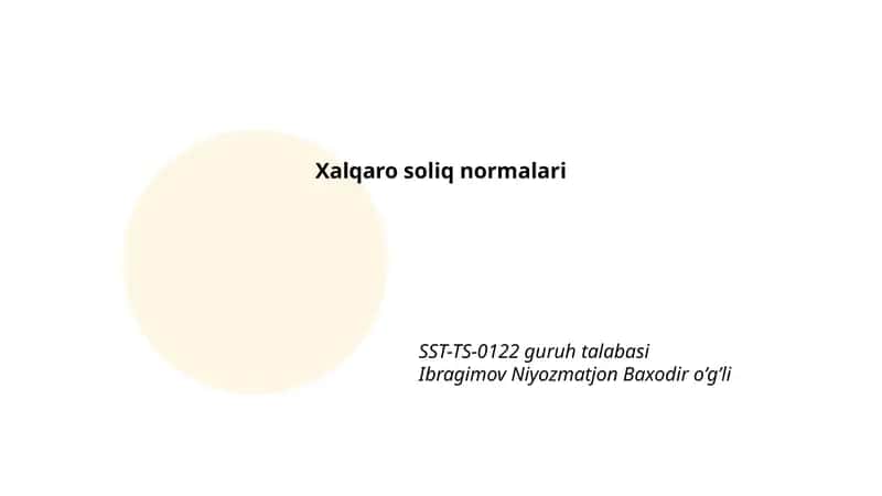 Xalqaro soliq normalari