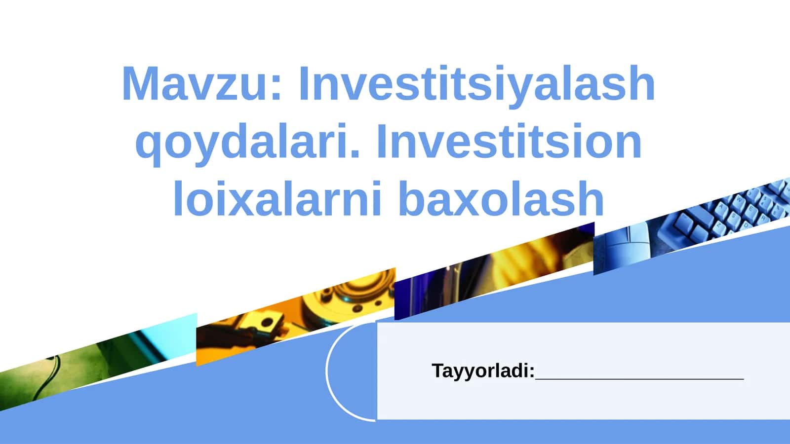 Investitsiyalash qoydalari. Investitsion loixalarni baxolash