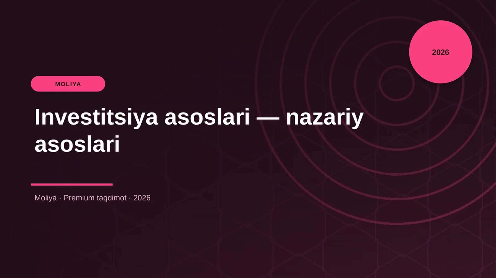 Investitsiya asoslari — nazariy asoslari