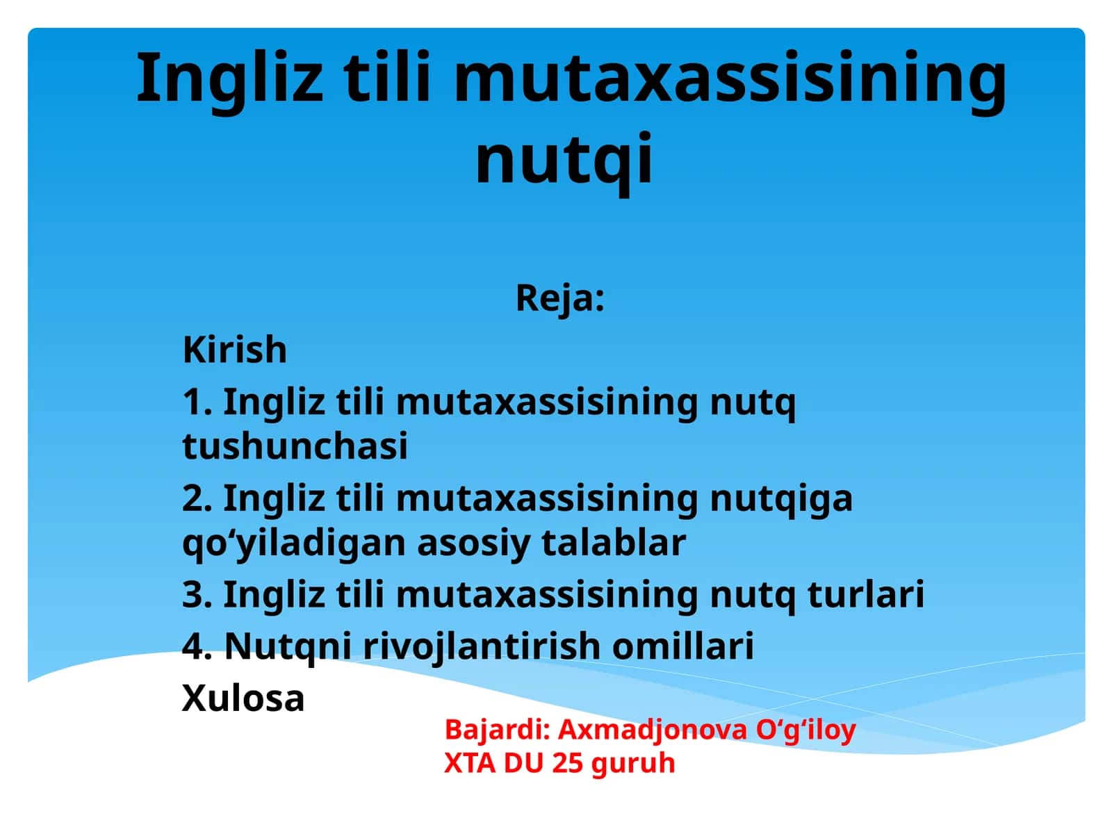 Ingliz til mutaxassisining nutqi
