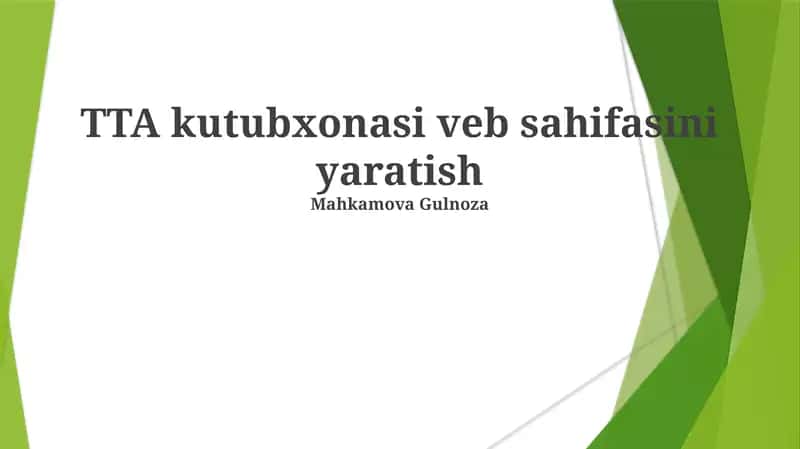 TTA kutubxonasi veb sahifasini yaratish