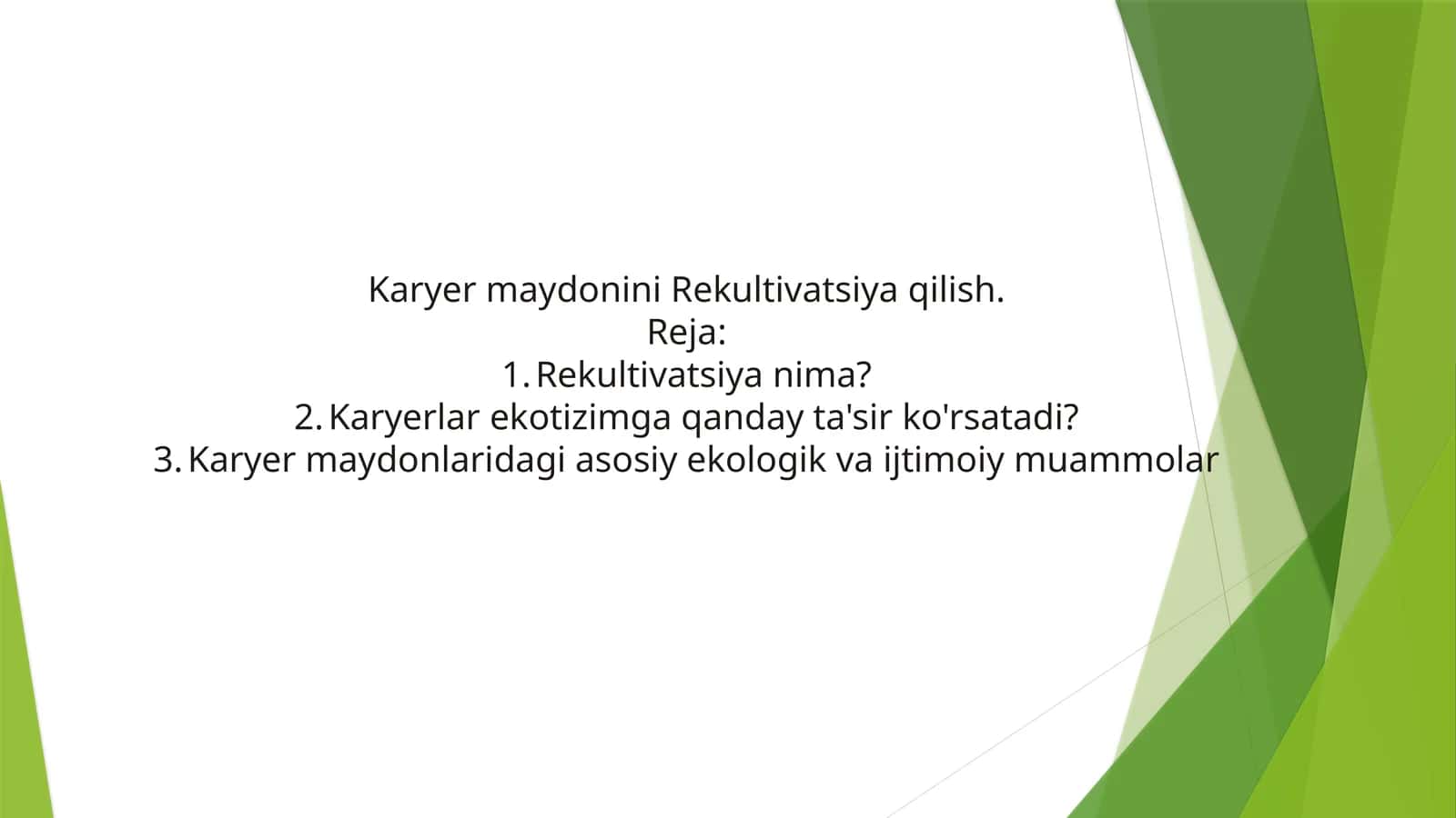 Karyer maydonini Rekultivatsiya qilish: Barqaror Kelajak Sari