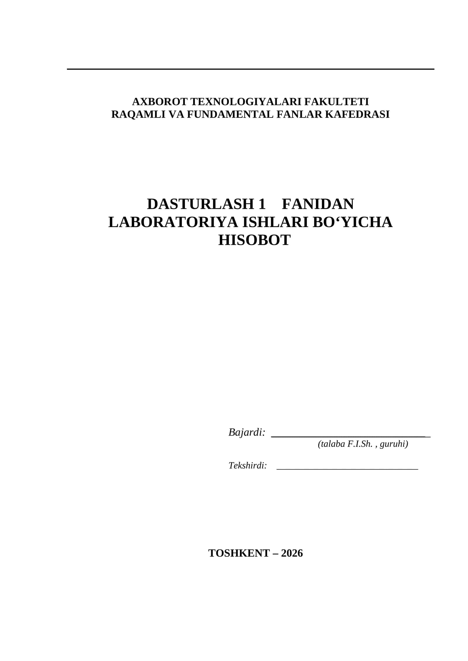 1-LABORATORIYA MASHG‘ULOTI DASTURLASHGA KIRISH. KOMPILYATOR VA IDENTIFIKATOR TURLARI