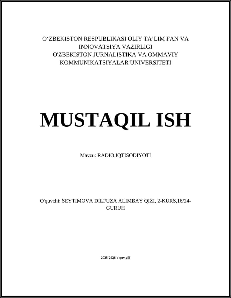 RADIO IQTISODIYOTI