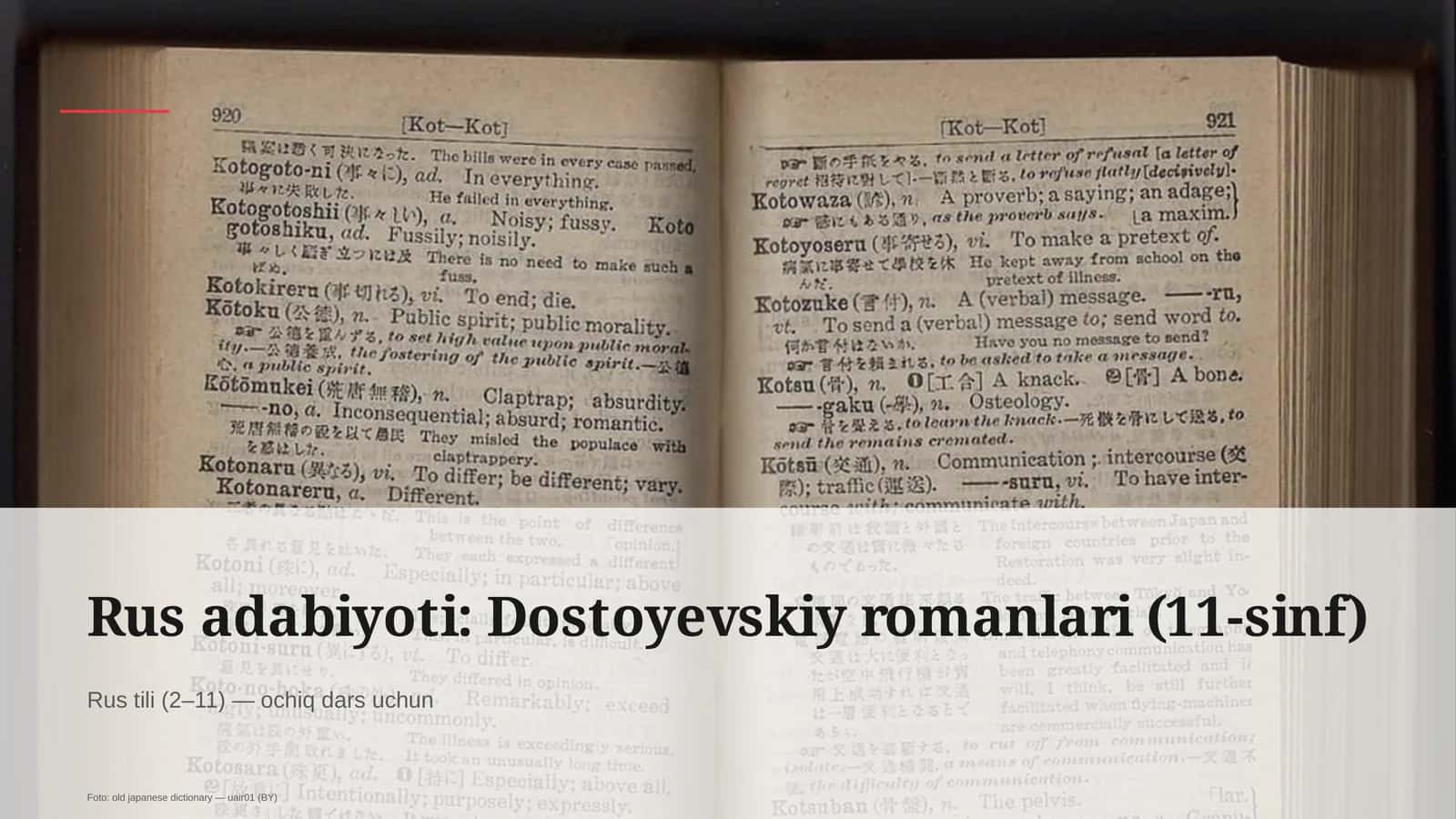 Rus adabiyoti: Dostoyevskiy romanlari (11-sinf)