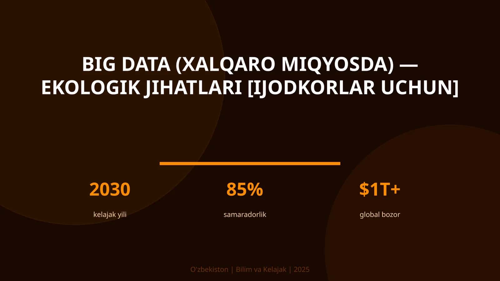 Big Data (xalqaro miqyosda) — ekologik jihatlari [ijodkorlar uchun]