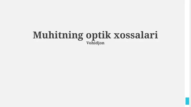 Muhitning optik xossalari