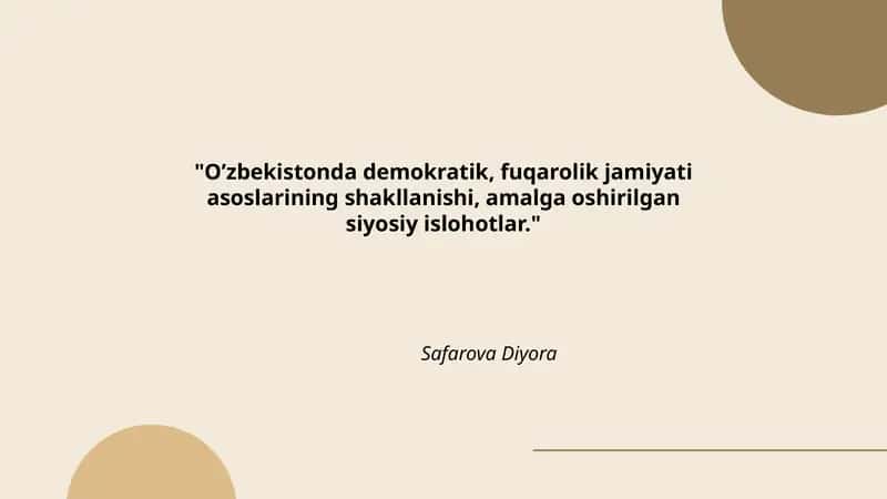 O'zbekistonda demokratiya va fuqarolik