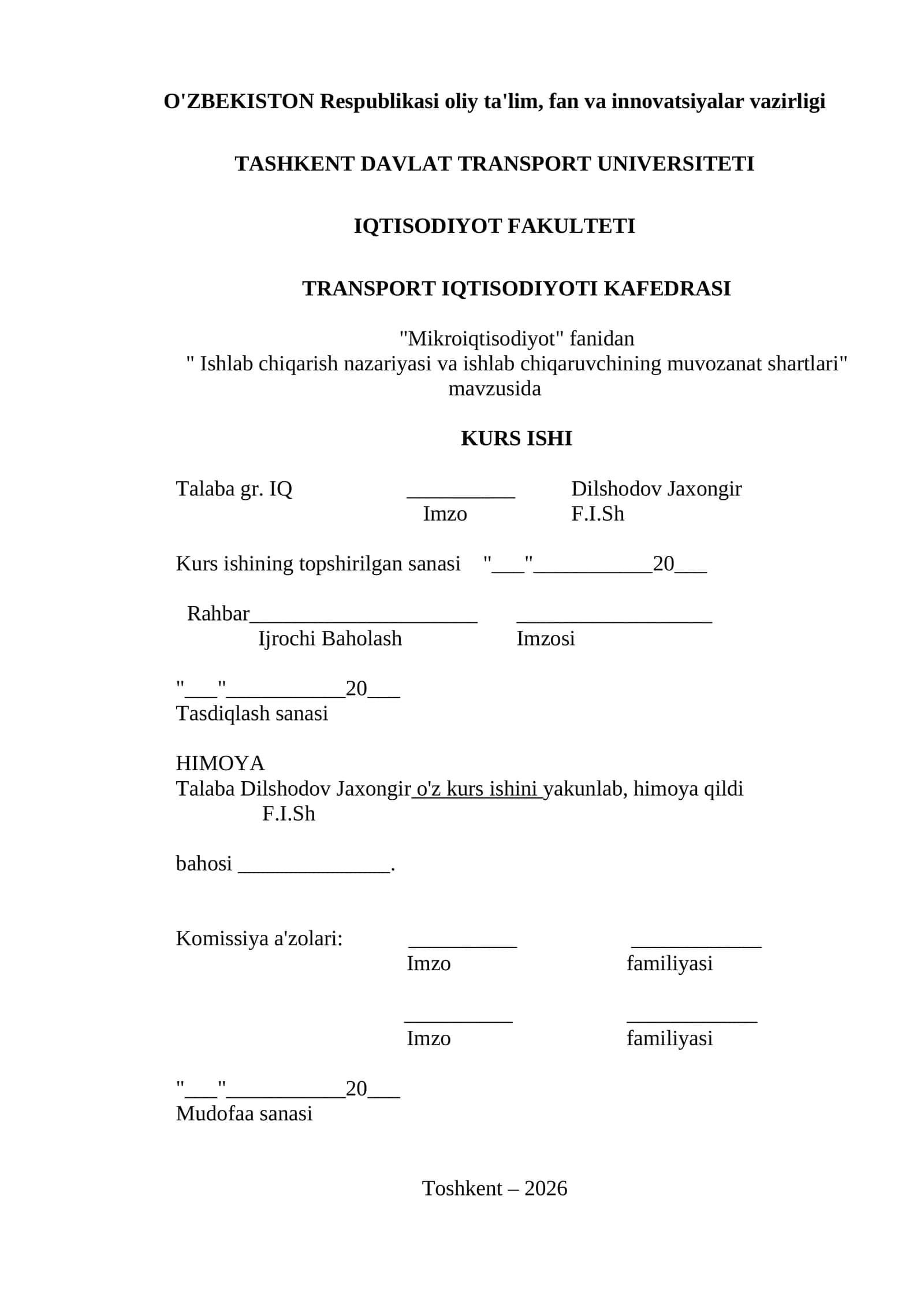Mikroiqtisodiyot: Ishlab chiqarish nazariyasi va muvozanat shartlari