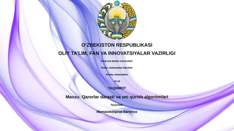 Qarorlar daraxti va uni qurish algoritmlari