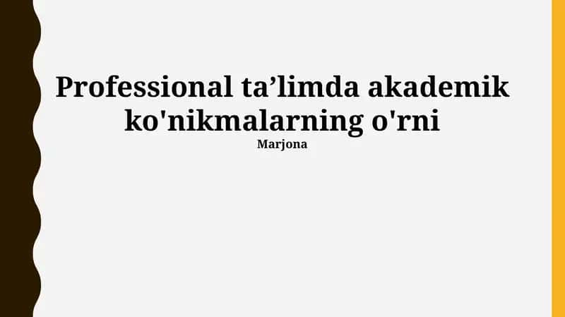 Akademik ko'nikmalarni oshirish, kasbiy muvaffaqiyat va ularning amaldagi qo'llanilishi bo'yicha Marjona mavzusidagi tadqiqotlar va ma'lumotlar tahlil qilish usullarini ko'rsatadi 1