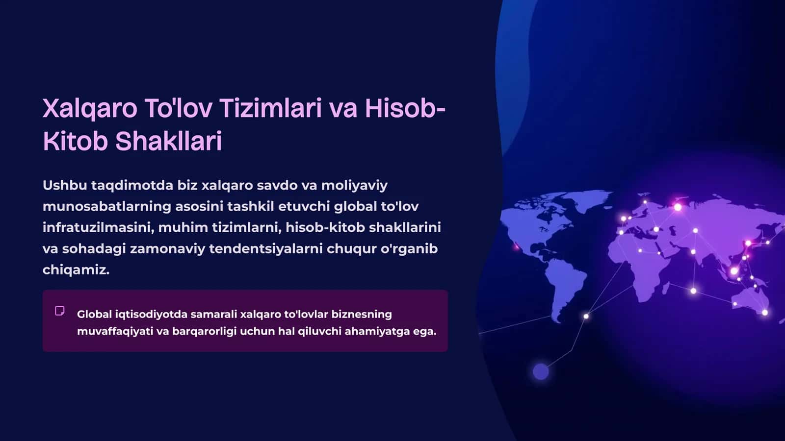 Xalqaro To'lov Tizimlari va Hisob-Kitob Shakllari