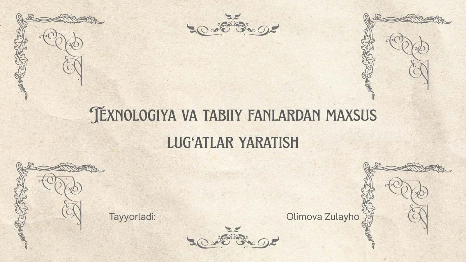 Maxsus lug‘atlar yaratish