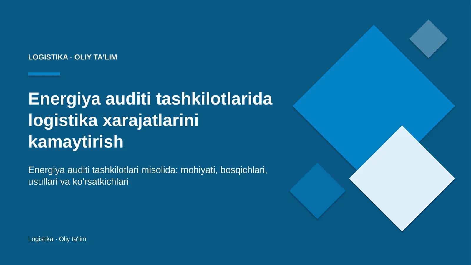 energiya auditi tashkilotlarida logistika xarajatlarini kamaytirish 8385