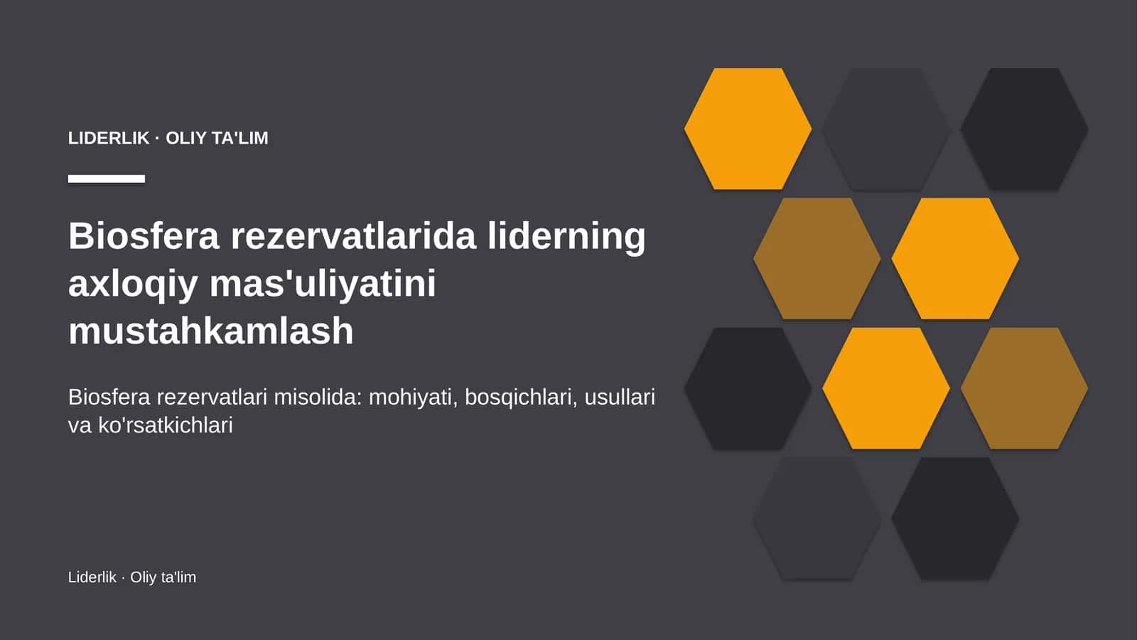 Biosfera rezervatlarida liderning axloqiy mas'uliyatini mustahkamlash