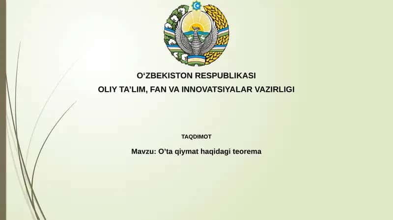 Oʼtaqiymathaqidagiteorema
