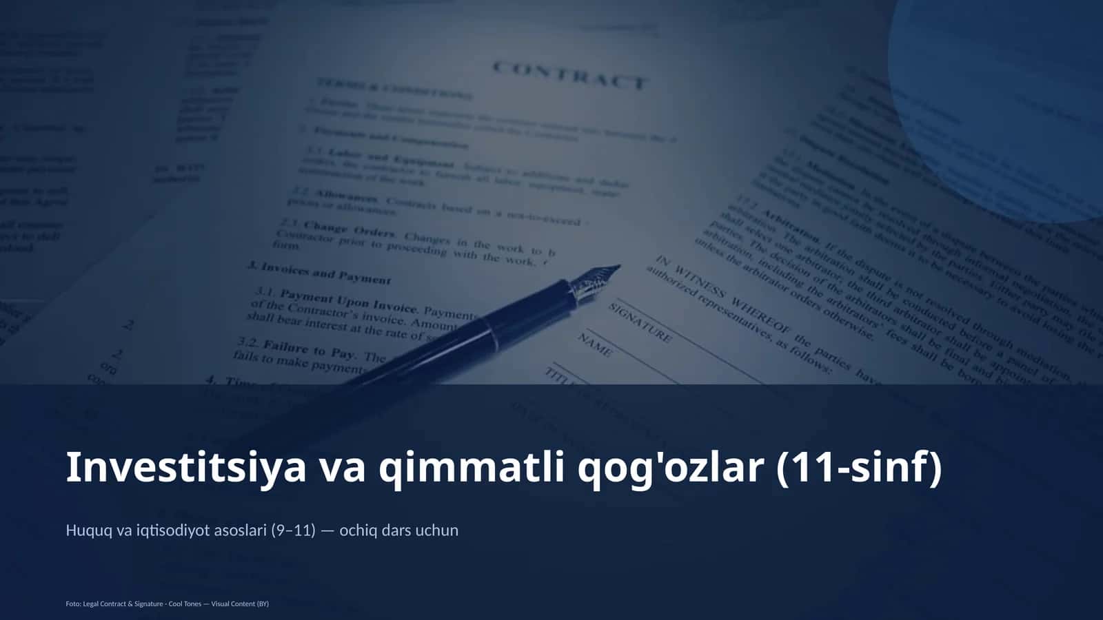 Investitsiya va qimmatli qog'ozlar (11-sinf)