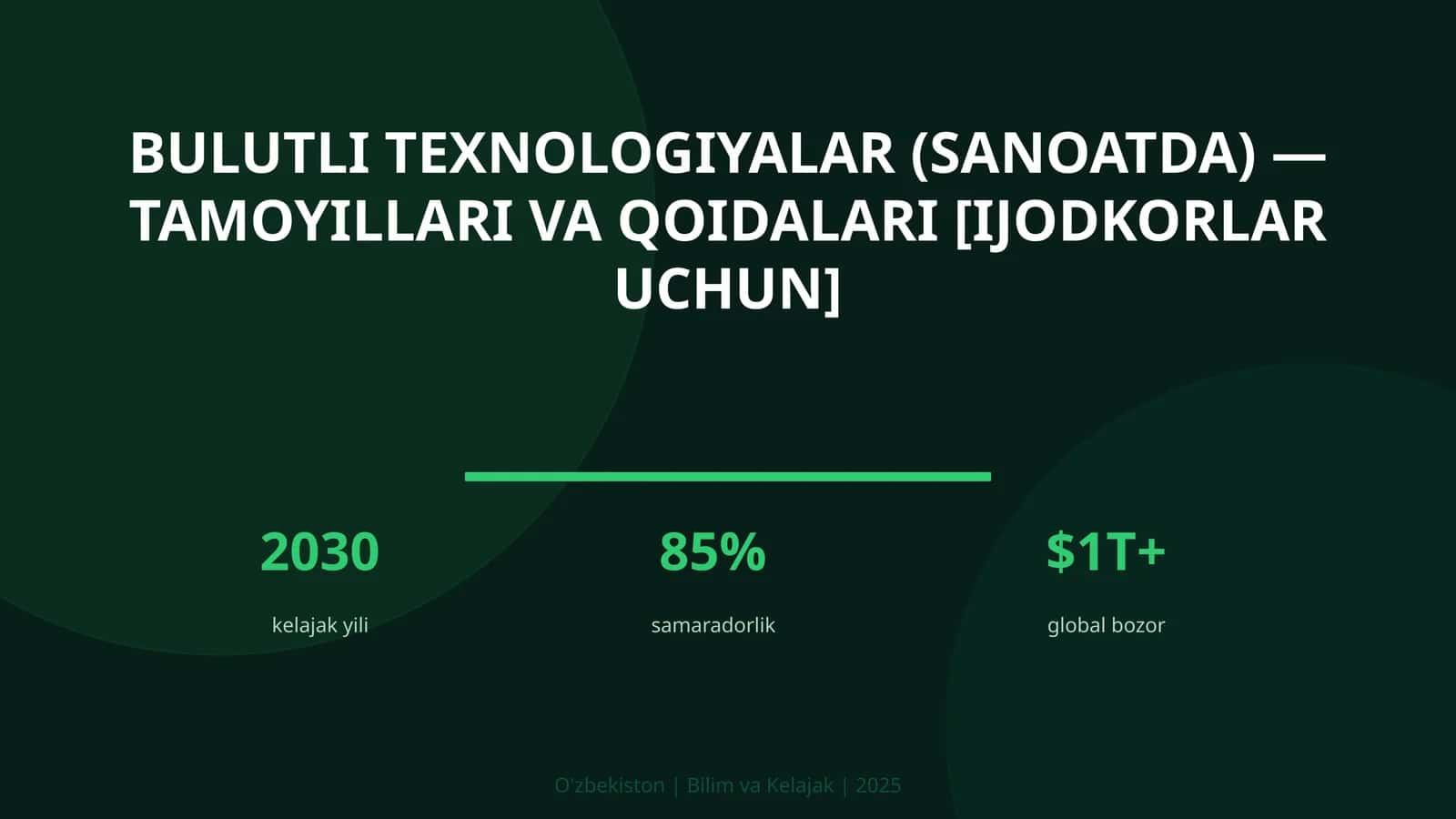 Bulutli texnologiyalar (sanoatda) — tamoyillari va qoidalari [ijodkorlar uchun]