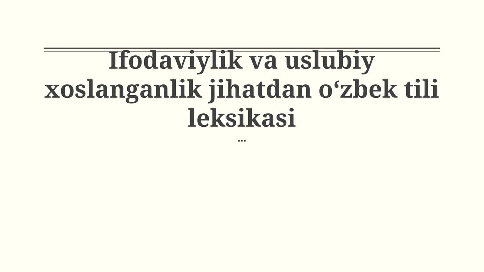 O'zbek tili leksikasi