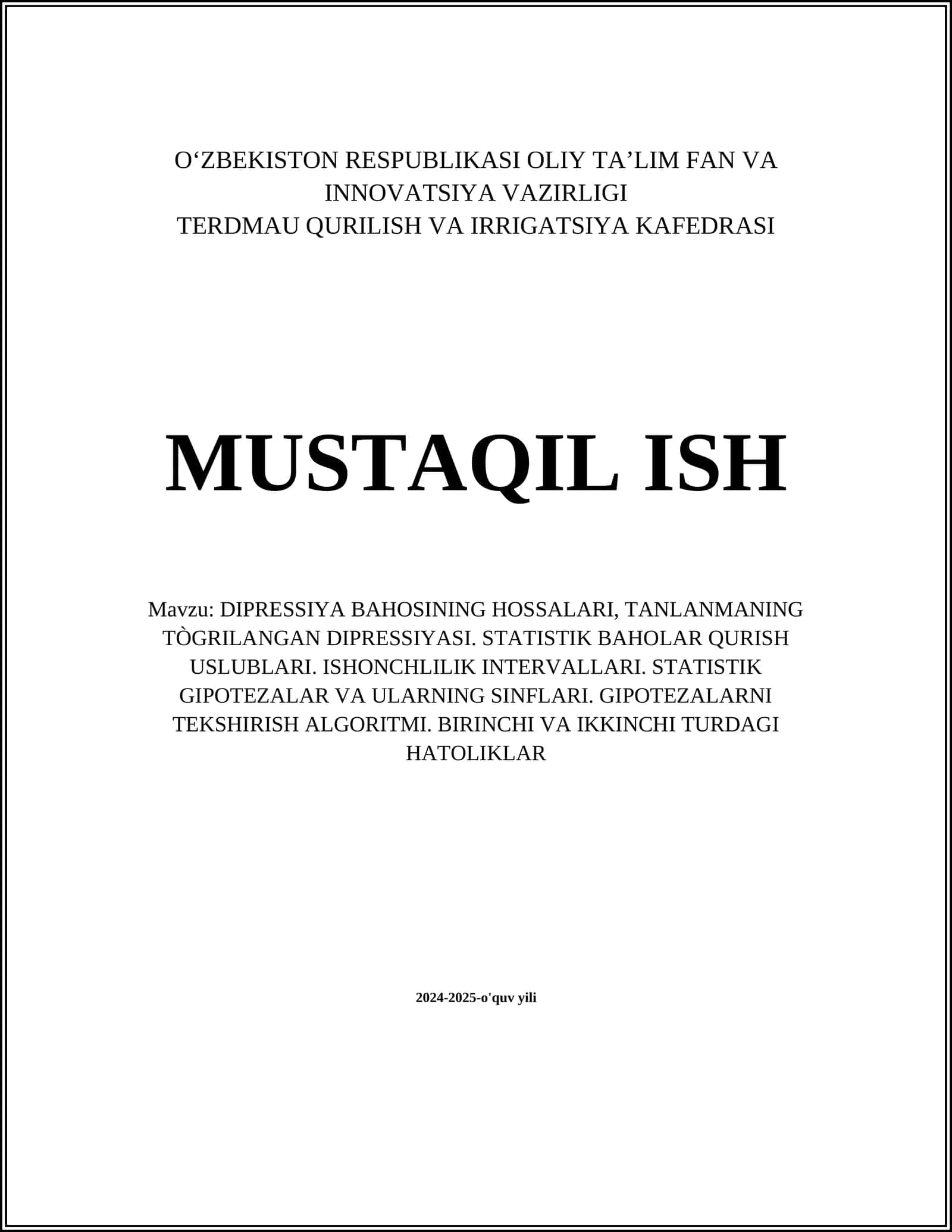 DIPRESSIYA BAHOSINING HOSSALARI