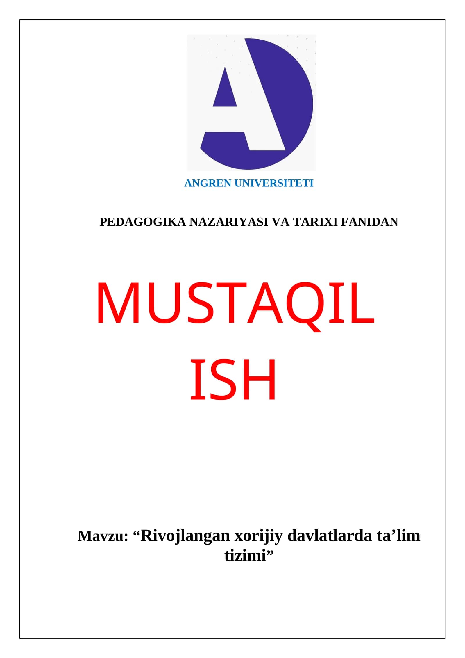 Rivojlangan xorijiy davlatlarda ta’lim tizimi