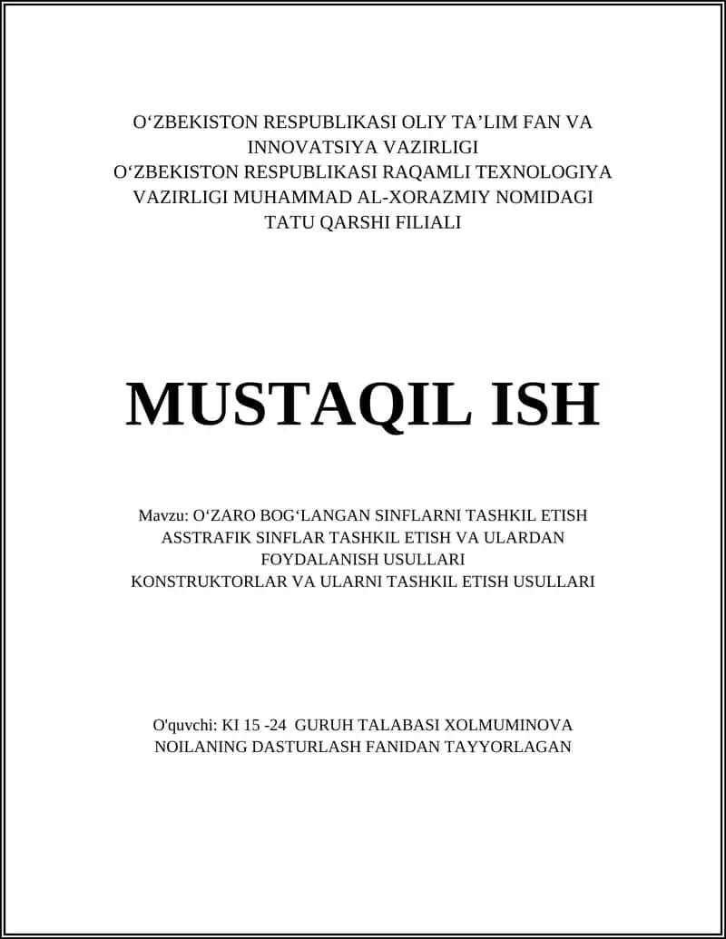 O'zaro bog'langan sinflarni tashkil etish