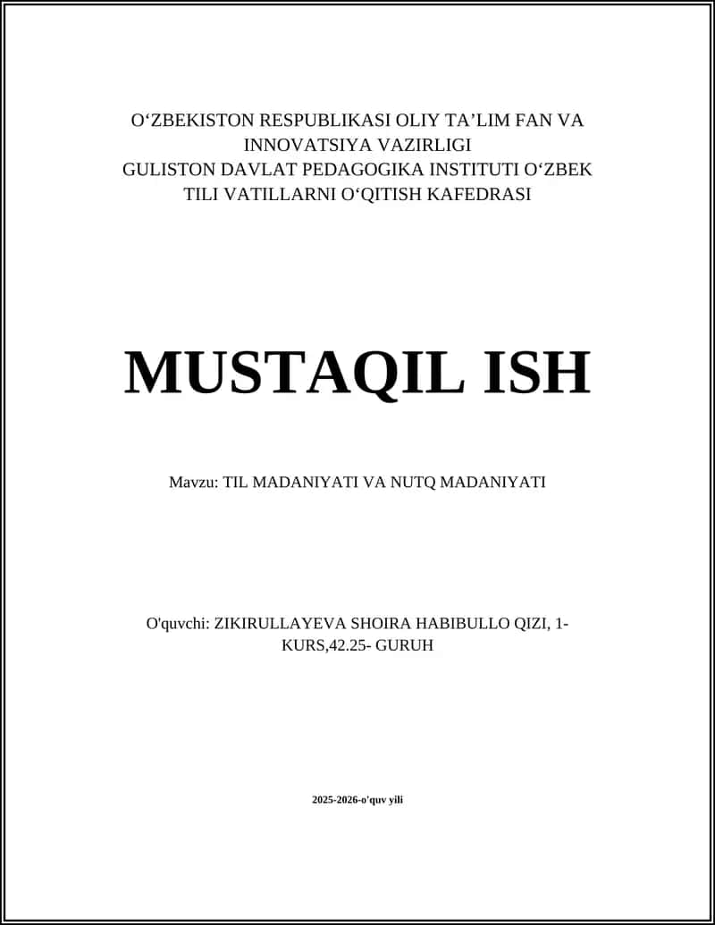TIL MADANIYATI VA NUTQ MADANIYATI
