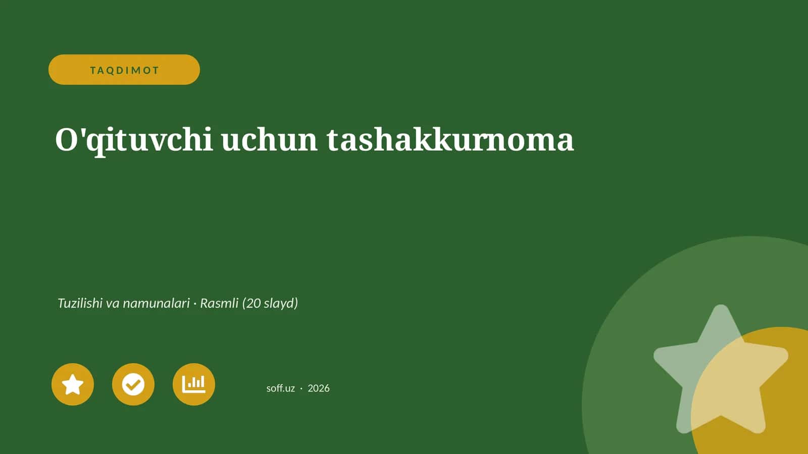 O'qituvchi uchun tashakkurnoma