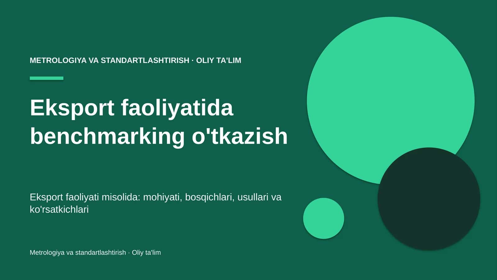 Eksport faoliyatida benchmarking o'tkazish