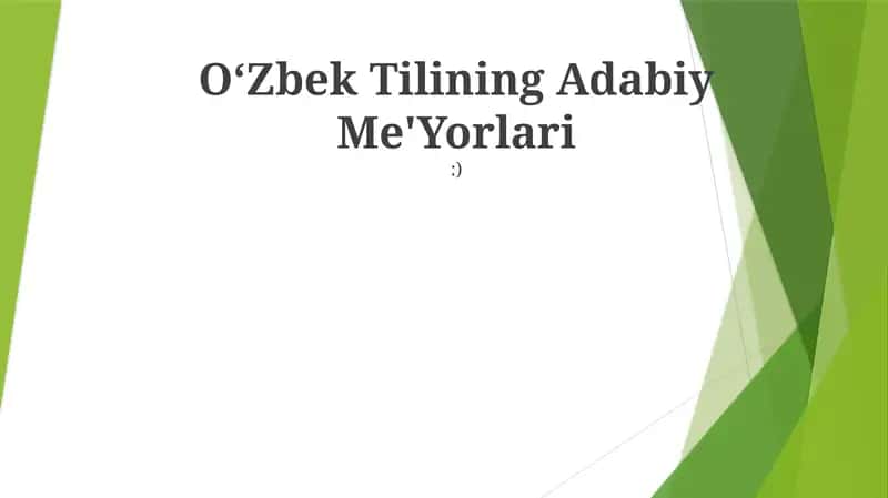 OʻZbek Tilining Adabiy Me'Yorlari