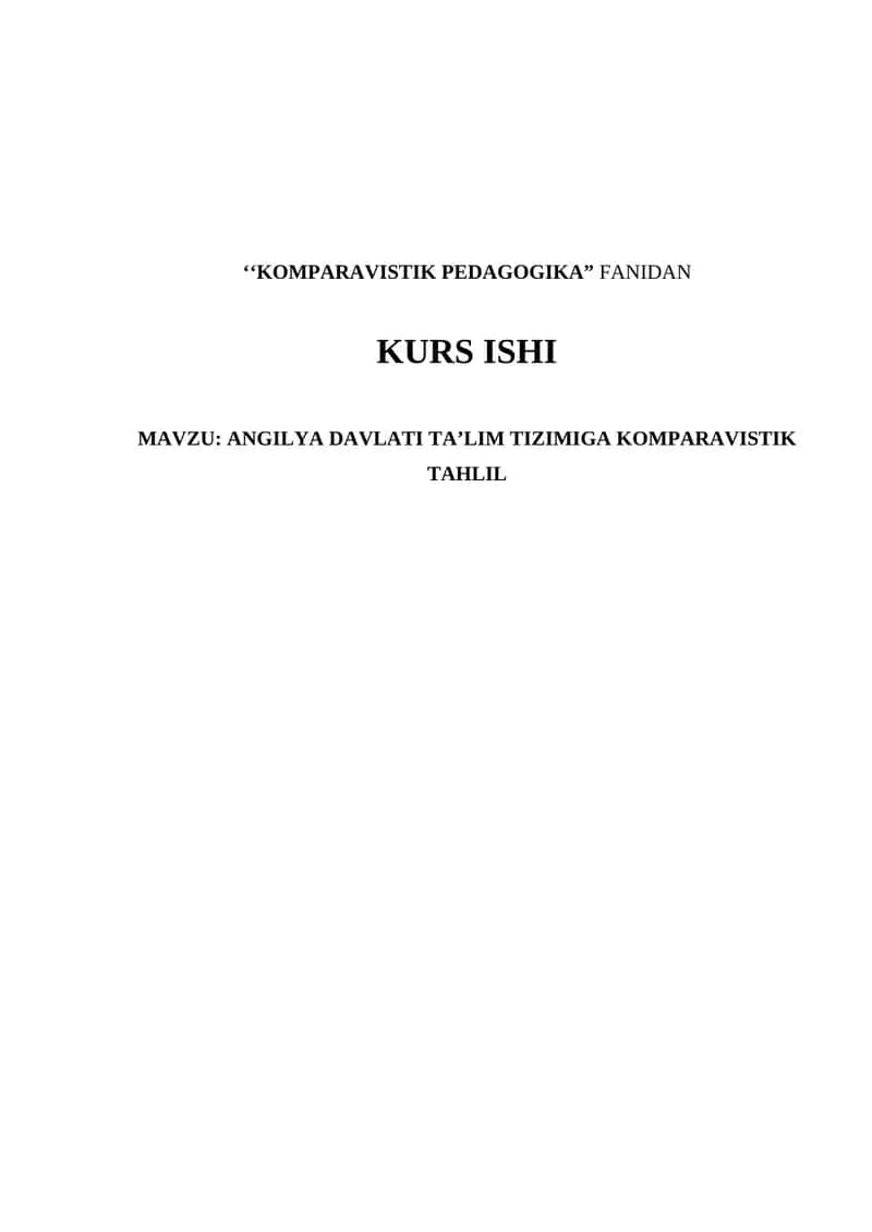 KOMPARAVISTIK PEDAGOGIKA KURSI