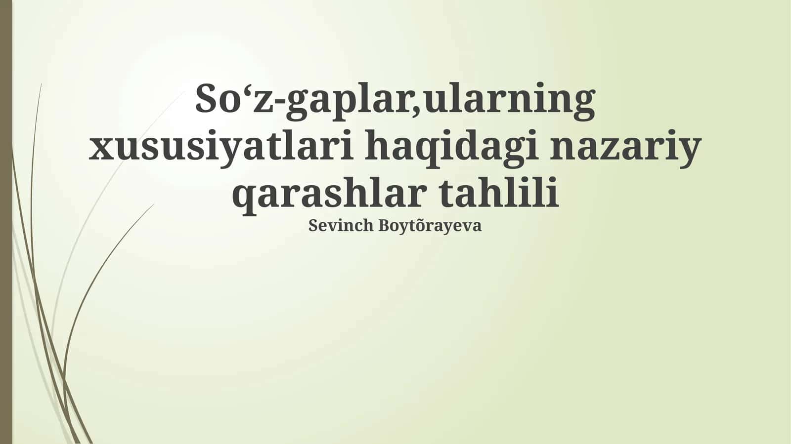 So'z va So'z Birikmalarining Nazariy Qarashlarini Tahlili
