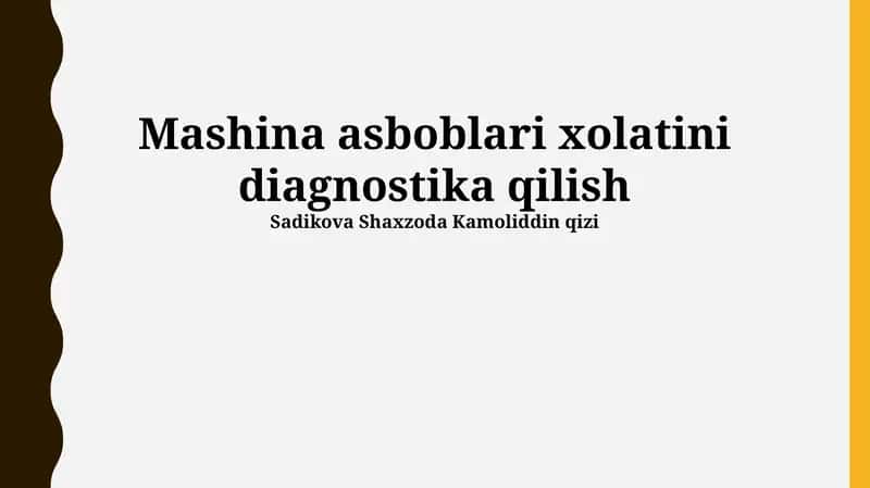 Mashina holatini tashxislash