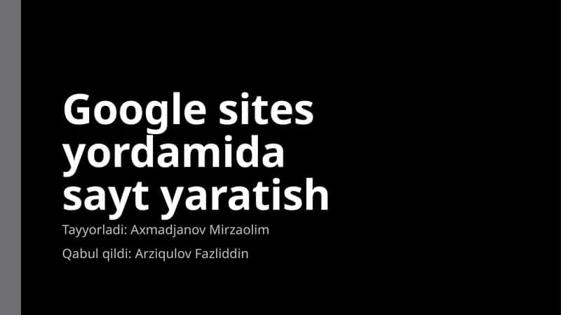Google Sites bilan veb-sayt yaratish