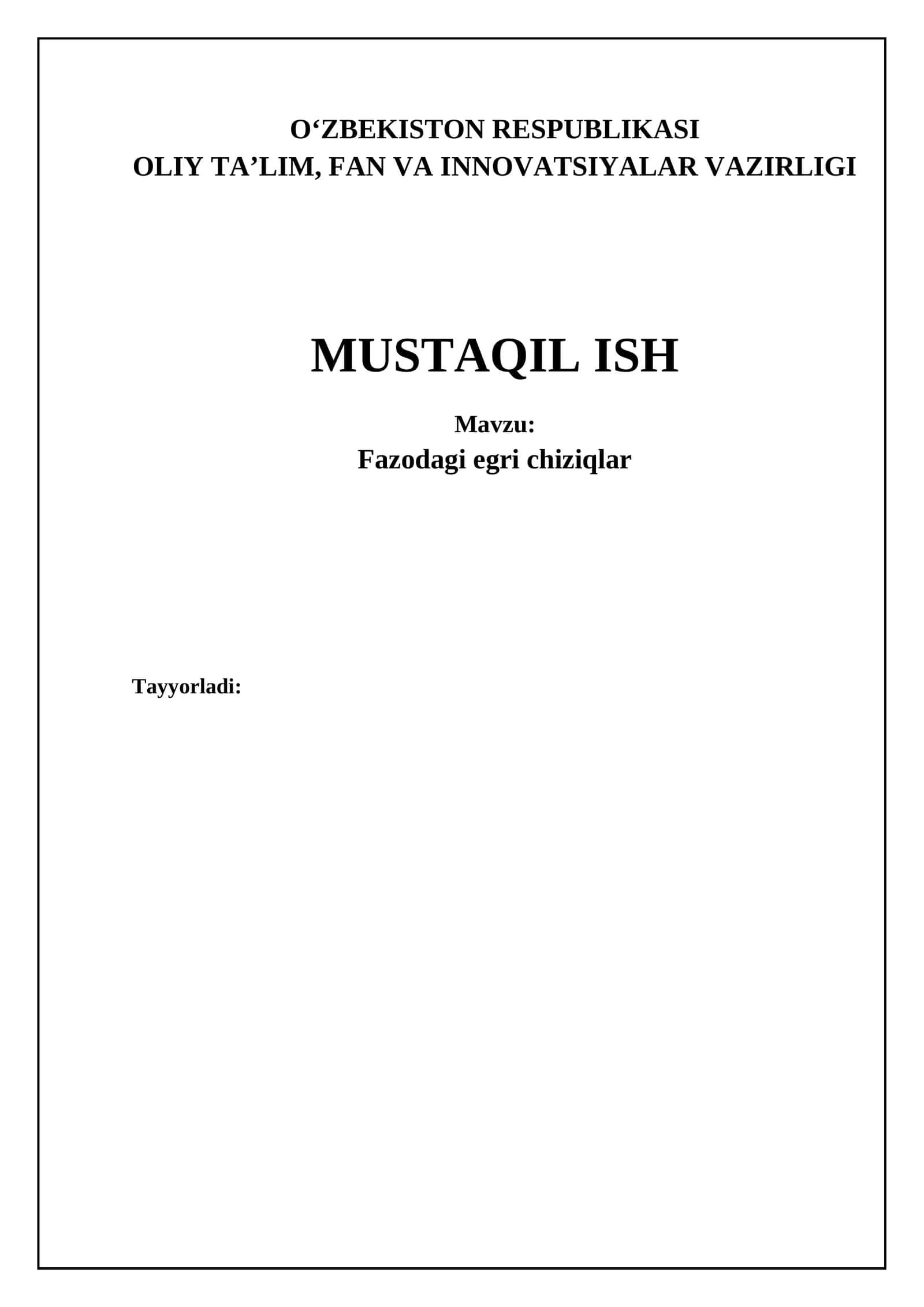 Fazoda egri chiziqlar