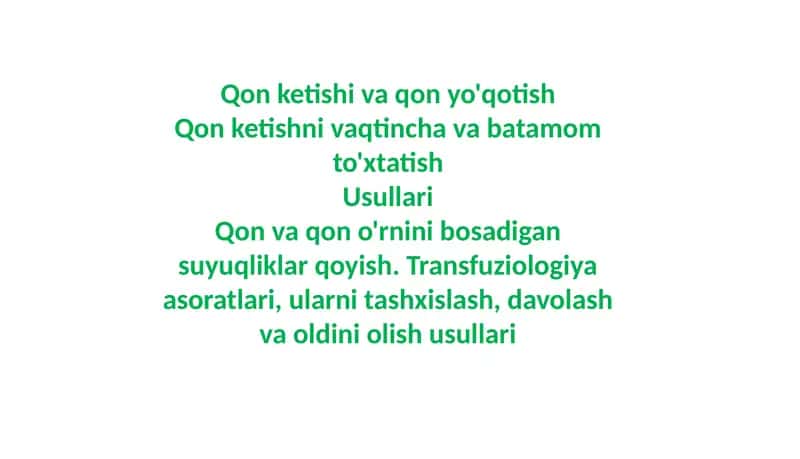 Qon Ketish, Qon Yuoqtish