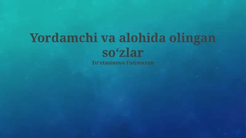 Qo'llanma va alohida olingan soʻzlar