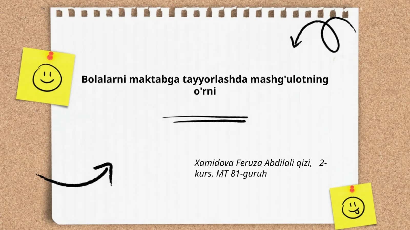 Bolalarni maktabga tayyorlashda mashg'ulotning o'rni