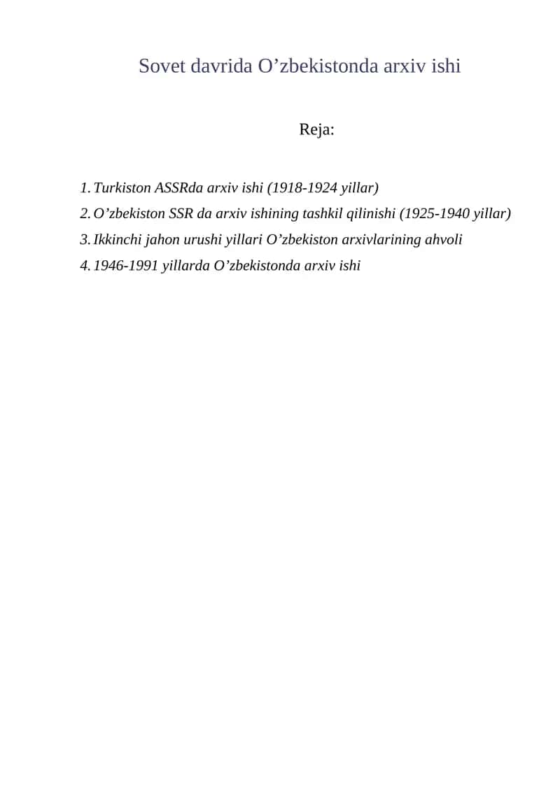 O’zbekistonda arxiv ishi