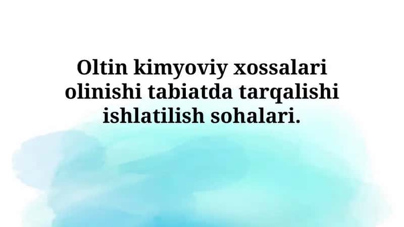 Oltinning qo'llanilishi