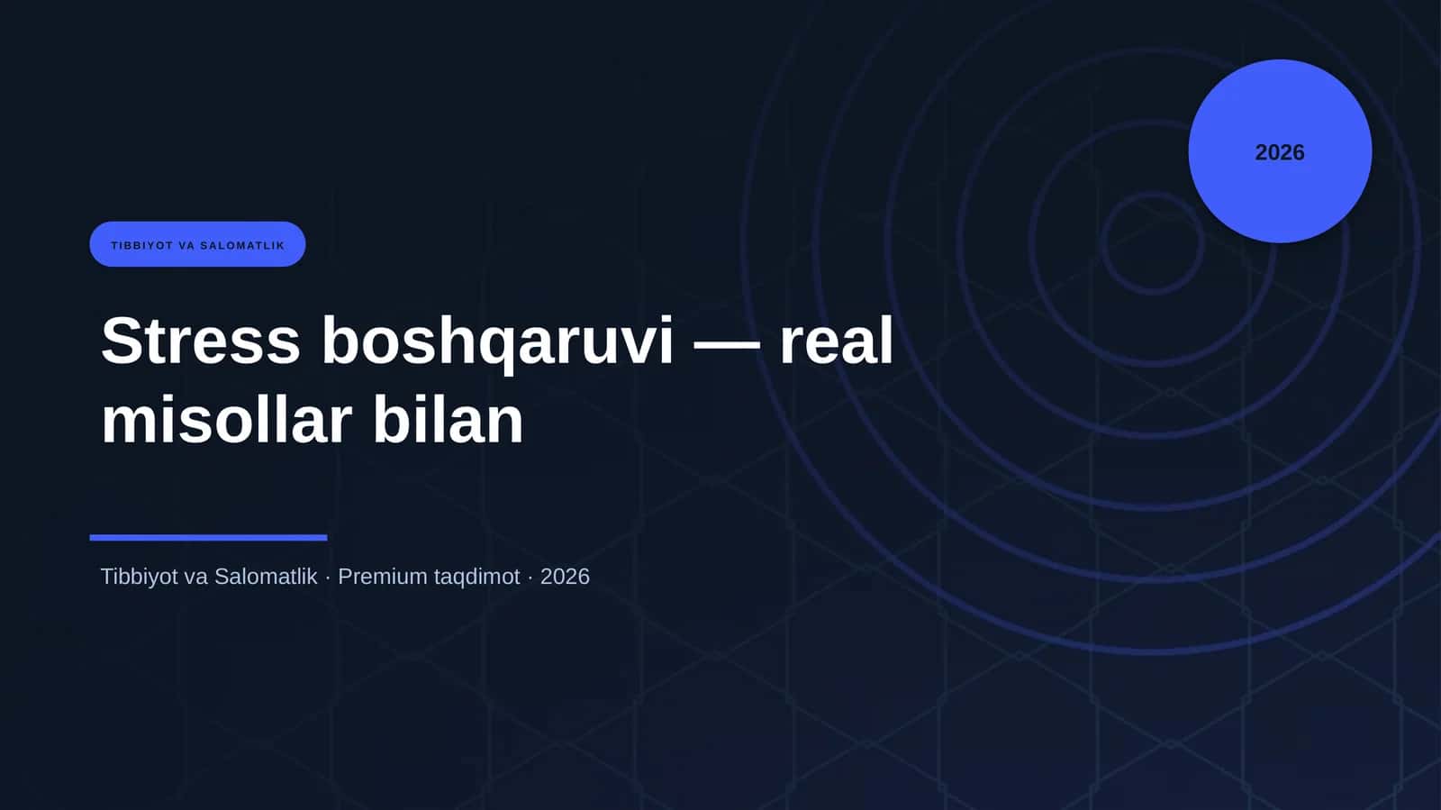 Stress boshqaruvi — real misollar bilan