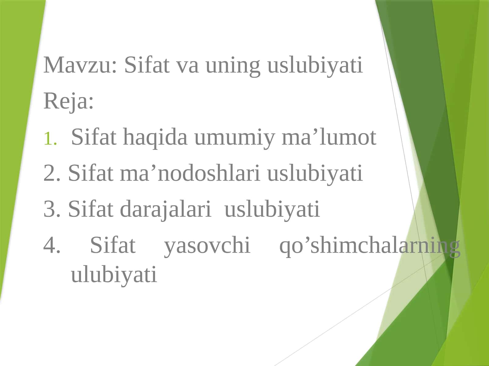 Sifat va uning uslubiyati