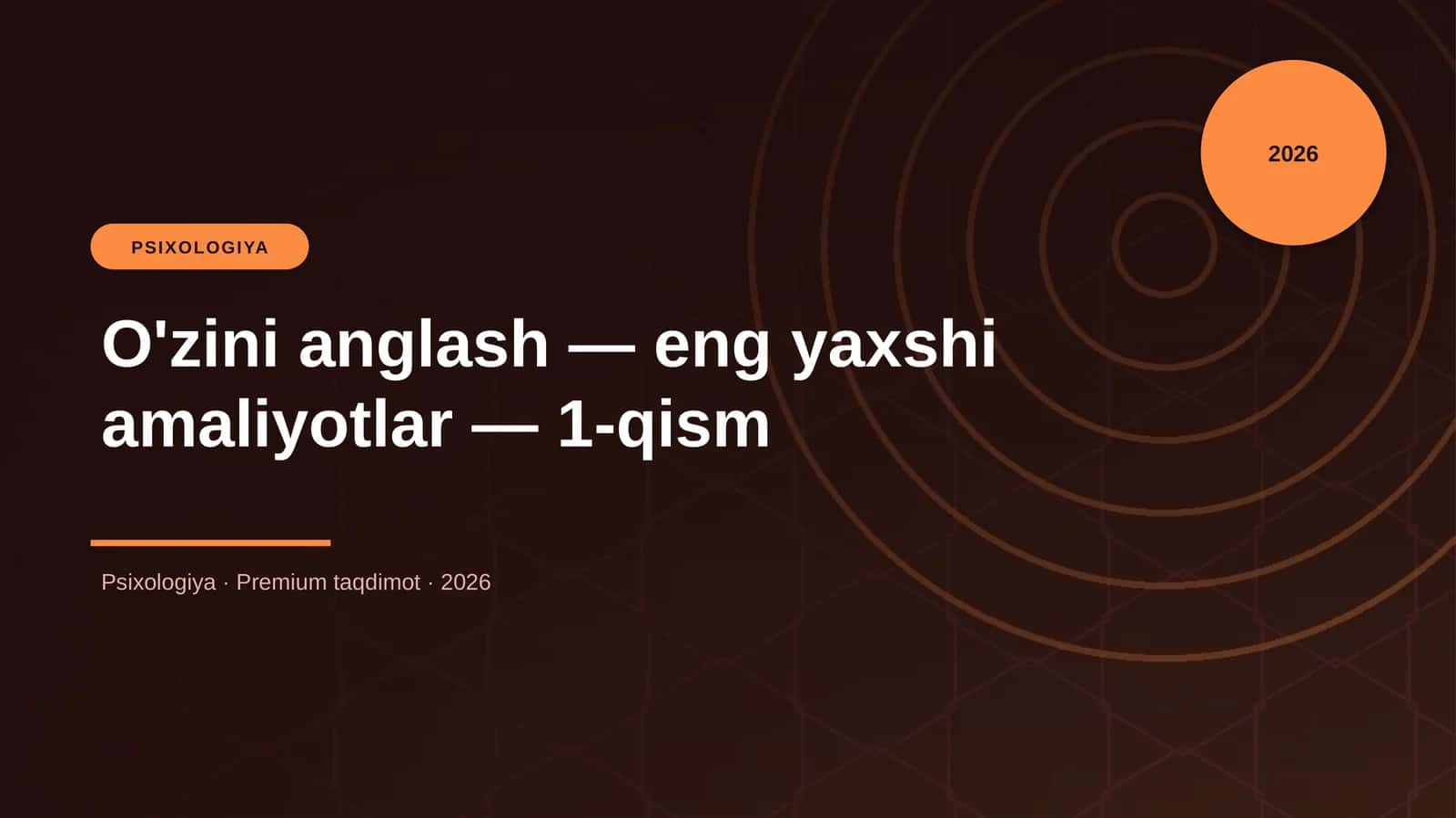 O'zini anglash — eng yaxshi amaliyotlar — 1-qism