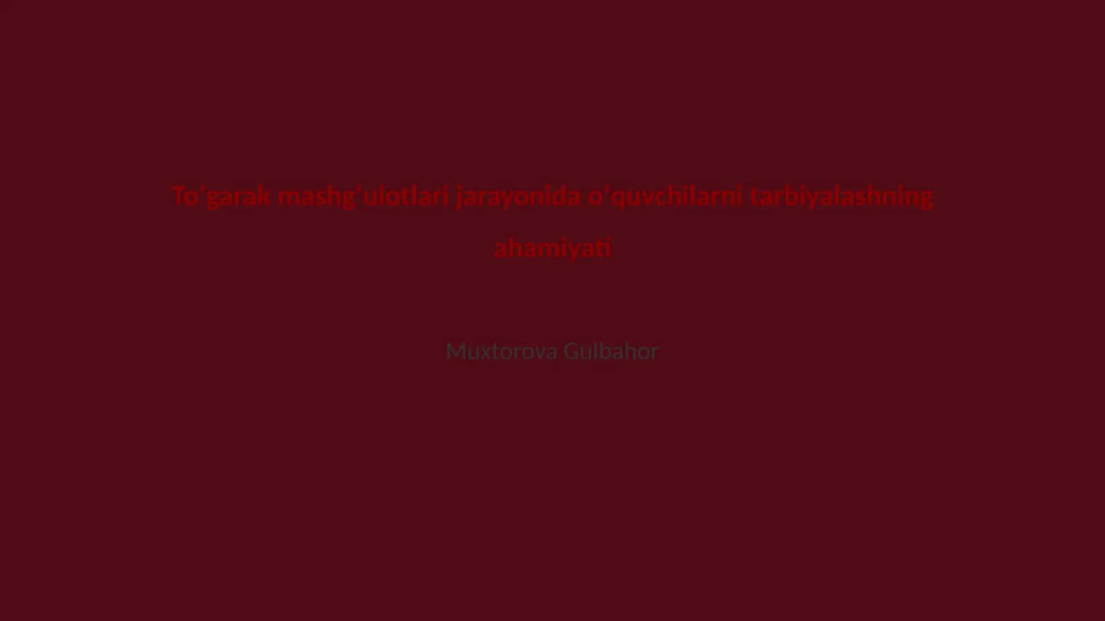 Toʻgarak mashgʻulotlarining maqsad va vazifalari