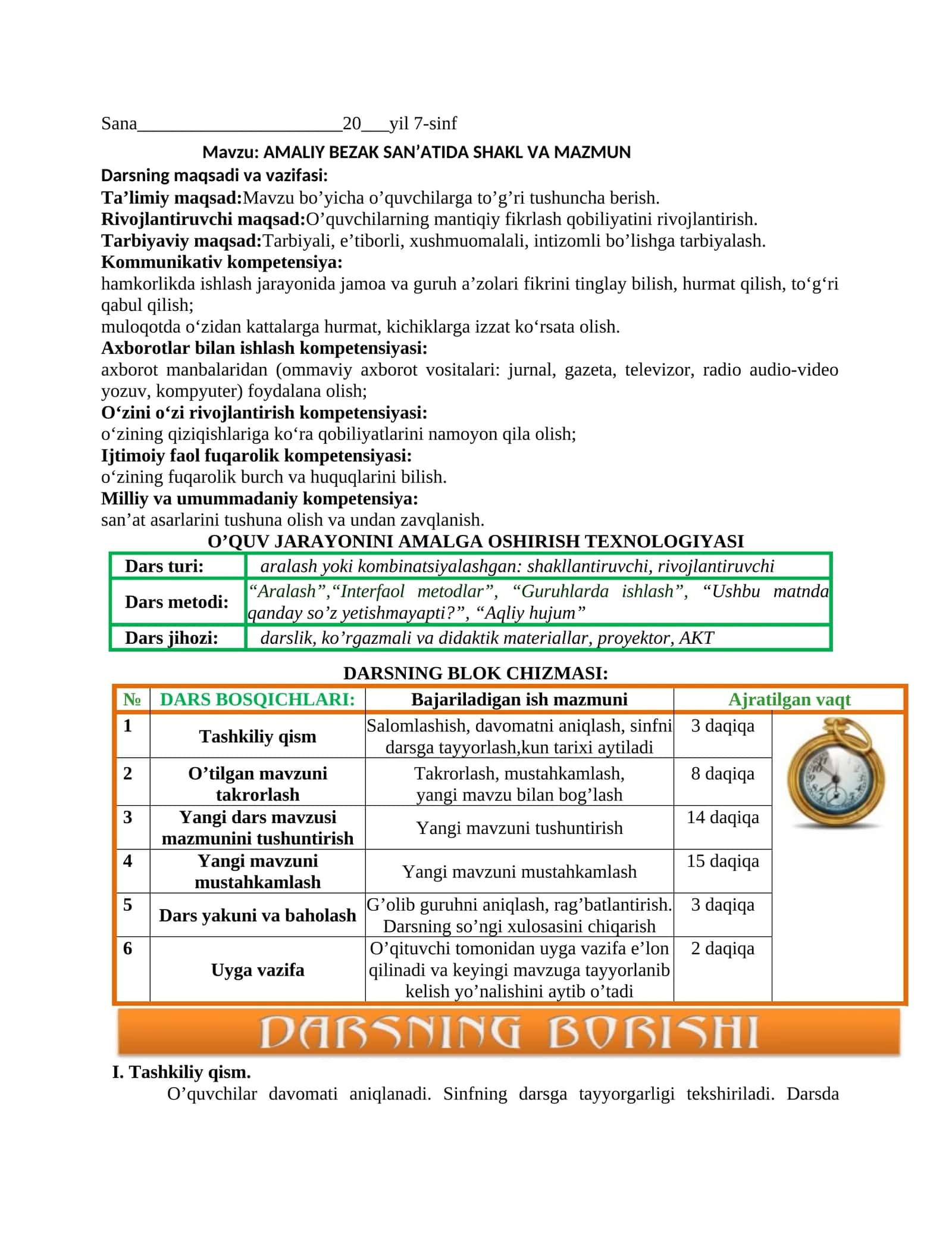 7-sinf Tasviriy san'at Amaliy bezak san'atida shakl va mazmun