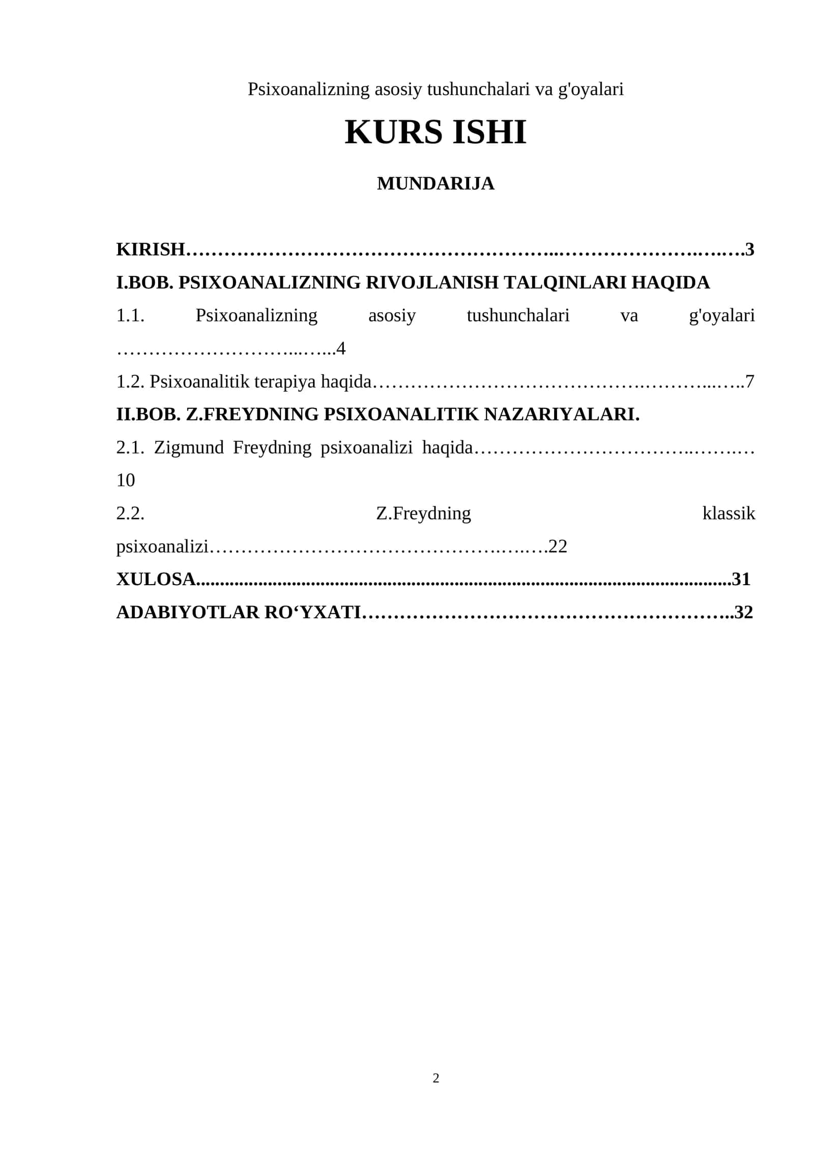 Psixoanalizning asosiy tushunchalari va g'oyalari