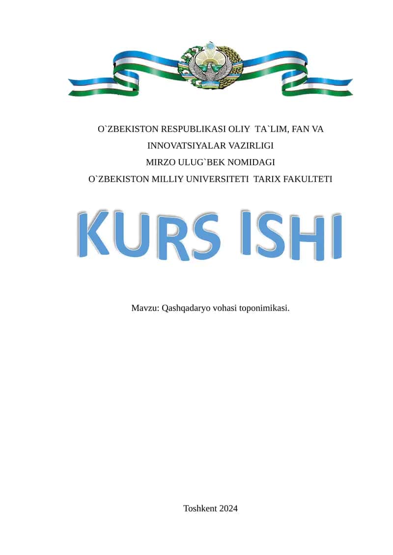 Qashqadaryo vohasi toponimikasi.